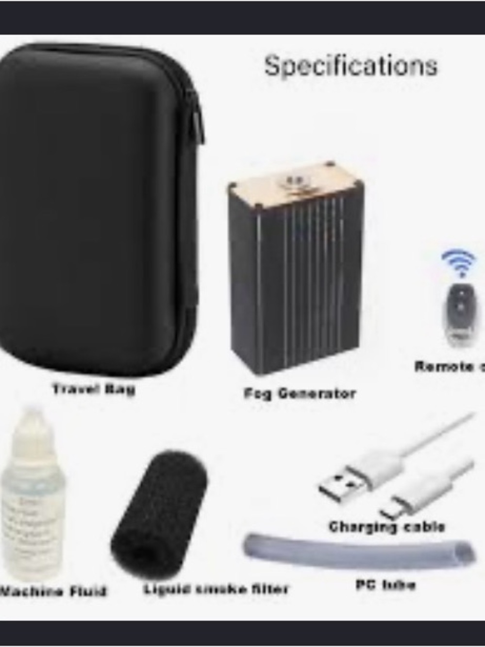 Portable Black Fog Generator Kit for Cell Phone Accessories